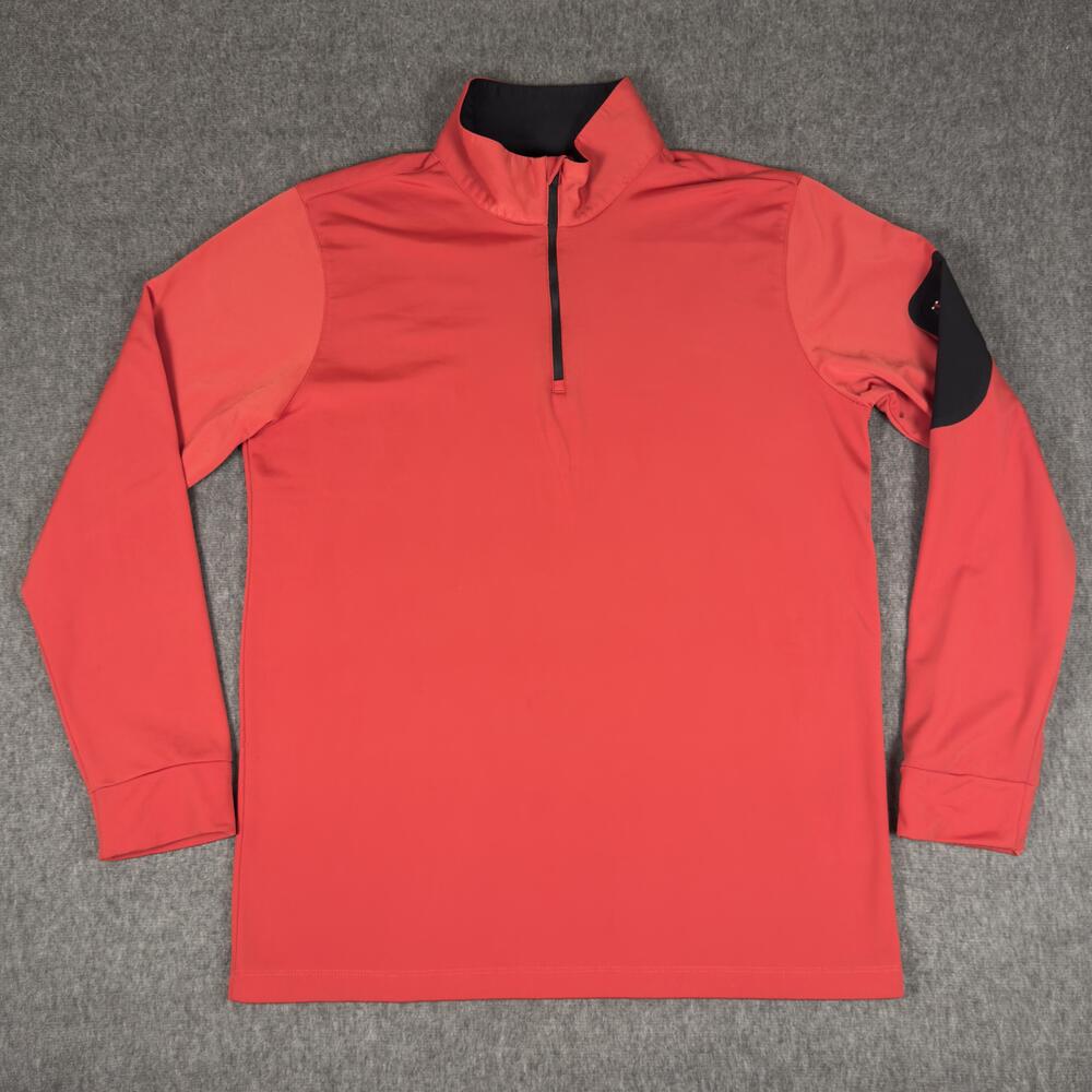 Loudmouth Pullover Mens Medium Red 1/4 Zip Long Sleeve Golf Mock Neck Top Layer